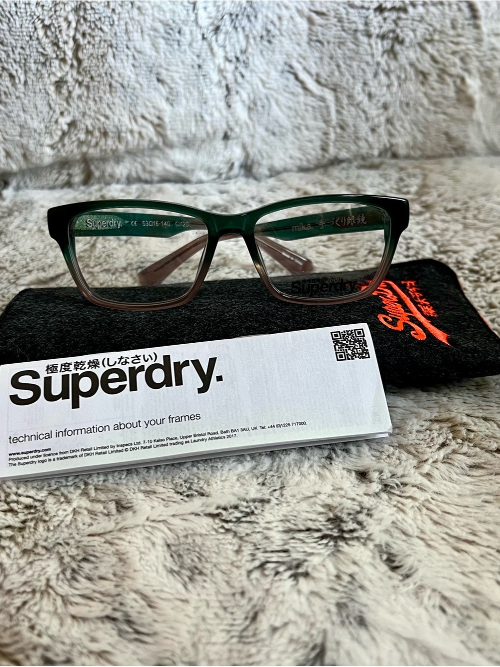 Superdry unisex Green to brown Gradient Rectangular Eyeglasses